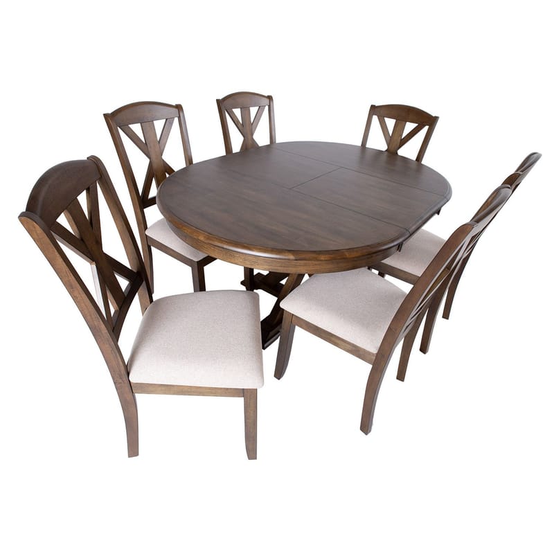 Matgrupp James bord och 6 stolar - Brun - Möbler - Bord & matgrupper - Matgrupper