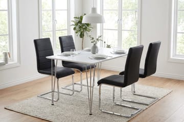 Matgrupp Kronblom 120 cm med 4 Cibus stolar - Vit - Möbler - Bord & matgrupper - Matgrupper