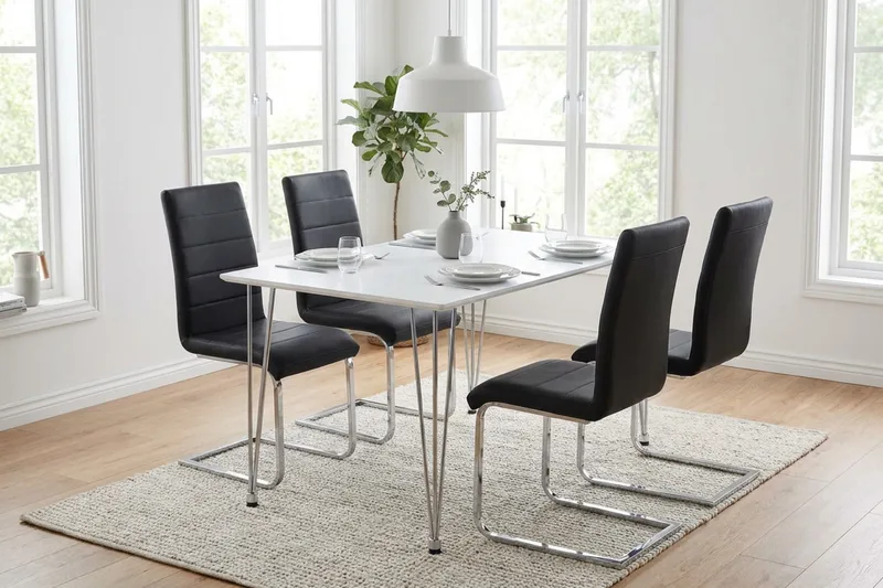Matgrupp Kronblom 120 cm med 4 Cibus stolar - Vit - Möbler - Bord & matgrupper - Matgrupper