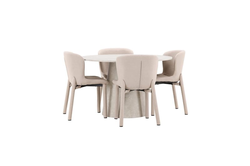 Matgrupp Lanzo Runt 120 cm Beige med 4st Astoria Stolar Beige - Beige - Möbler - Bord & matgrupper - Matgrupper
