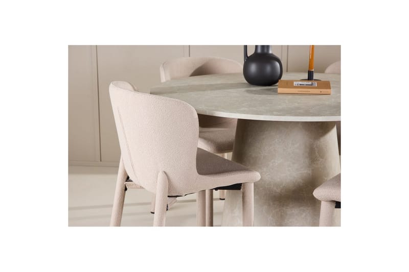 Matgrupp Lanzo Runt 120 cm Beige med 4st Astoria Stolar Beige - Beige - Möbler - Bord & matgrupper - Matgrupper