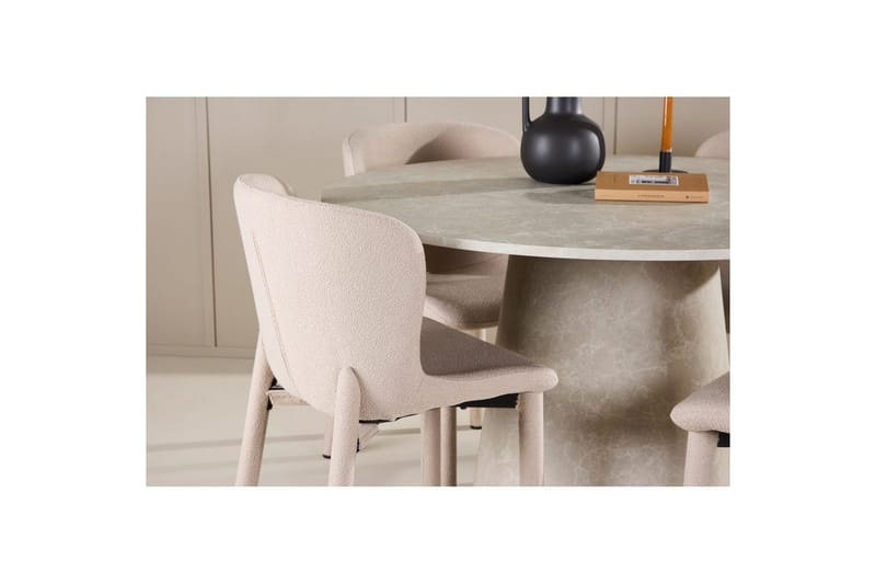 Matgrupp Lanzo Runt 120 cm Beige med 4st Astoria Stolar Beige - Beige - Möbler - Bord & matgrupper - Matgrupper