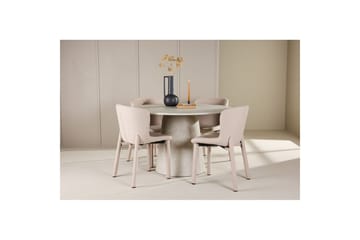 Matgrupp Lanzo Runt 120 cm Beige med 4st Astoria Stolar Beige - Beige - Möbler - Bord & matgrupper - Matgrupper
