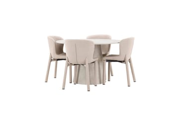 Matgrupp Lanzo Runt 120 cm Beige med 4st Astoria Stolar Beige - Beige - Möbler - Bord & matgrupper - Matgrupper