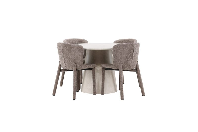 Matgrupp Lanzo Runt 120 cm Beige med 4st Astoria Stolar Brun, Brun