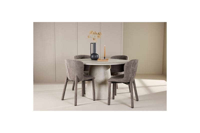 Matgrupp Lanzo Runt 120 cm Beige med 4st Astoria Stolar Brun - Brun - Möbler - Bord & matgrupper - Matgrupper