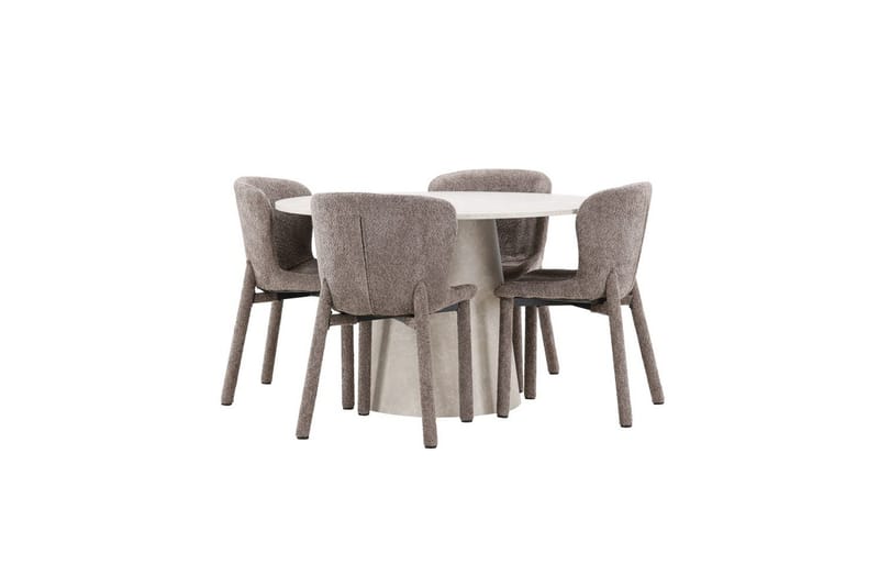 Matgrupp Lanzo Runt 120 cm Beige med 4st Astoria Stolar Brun - Brun - Möbler - Bord & matgrupper - Matgrupper