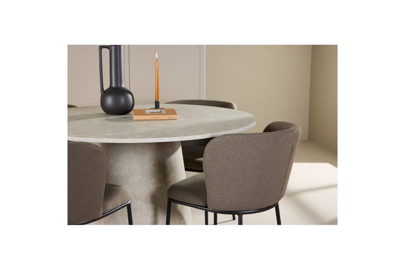 Matgrupp Lanzo Runt 120 cm Beige med 4st Edina Stolar Svart / Brun - Svart / Brun - Möbler - Bord & matgrupper - Matgrupper