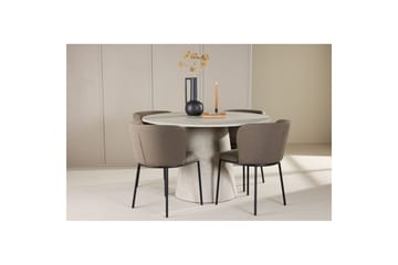 Matgrupp Lanzo Runt 120 cm Beige med 4st Edina Stolar Svart / Brun - Svart / Brun - Möbler - Bord & matgrupper - Matgrupper