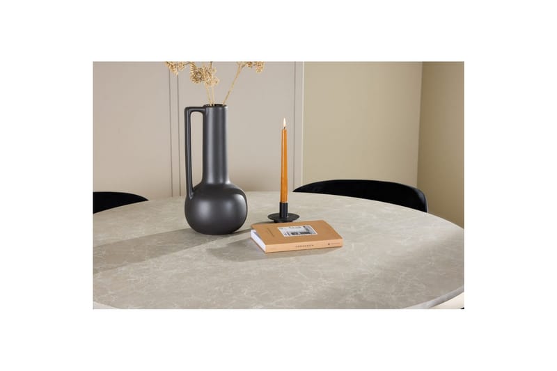 Matgrupp Lanzo Runt 120 cm Beige med 4st Edina Stolar Svart - Svart - Möbler - Bord & matgrupper - Matgrupper