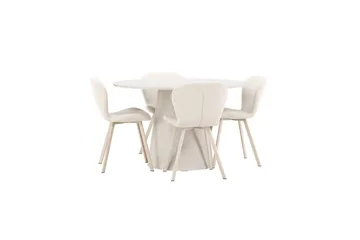 Matgrupp Lanzo Runt 120 cm med 4st Lilja Stolar Beige - Beige - Möbler - Bord & matgrupper - Matgrupper