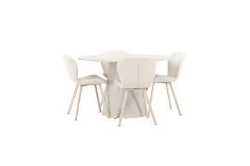 Matgrupp Lanzo Runt 120 cm med 4st Lilja Stolar Beige - Beige - Möbler - Bord & matgrupper - Matgrupper