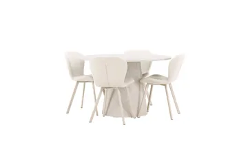 Matgrupp Lanzo Runt 120 cm med 4st Lilja Stolar Beige - Beige - Möbler - Bord & matgrupper - Matgrupper