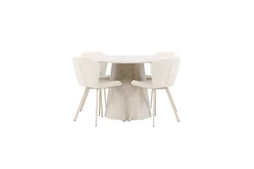 Matgrupp Lanzo Runt 120 cm med 4st Lilja Stolar Beige - Beige - Möbler - Bord & matgrupper - Matgrupper