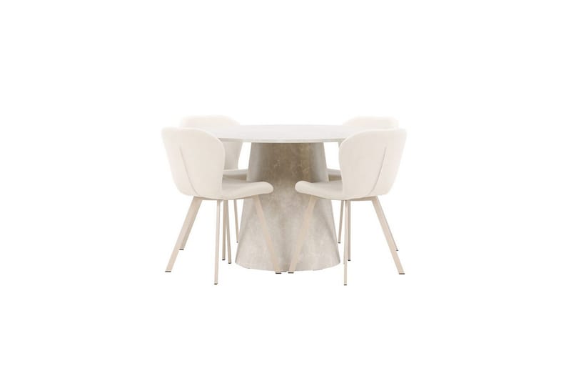 Matgrupp Lanzo Runt 120 cm med 4st Lilja Stolar Beige - Beige - Möbler - Bord & matgrupper - Matgrupper