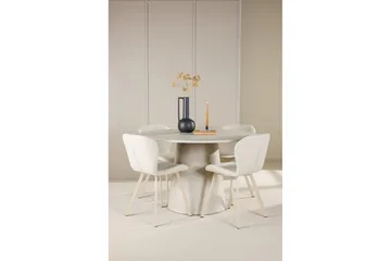 Matgrupp Lanzo Runt 120 cm med 4st Lilja Stolar Beige - Beige - Möbler - Bord & matgrupper - Matgrupper