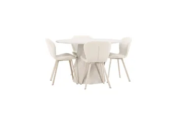 Matgrupp Lanzo Runt 120 cm med 4st Lilja Stolar Beige - Beige - Möbler - Bord & matgrupper - Matgrupper
