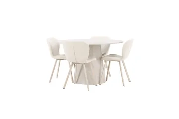 Matgrupp Lanzo Runt 120 cm med 4st Lilja Stolar Beige - Beige - Möbler - Bord & matgrupper - Matgrupper