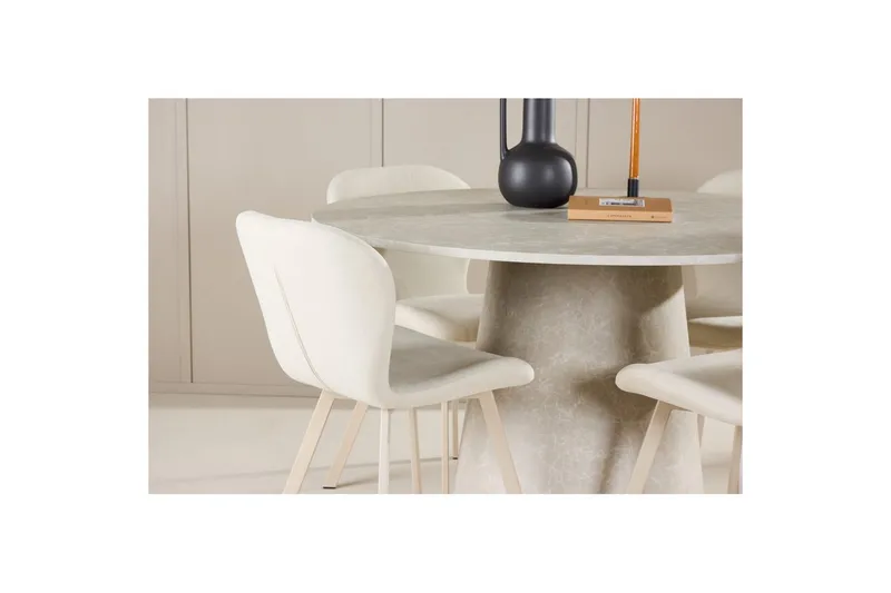 Matgrupp Lanzo Runt 120 cm med 4st Lilja Stolar Beige - Beige - Möbler - Bord & matgrupper - Matgrupper