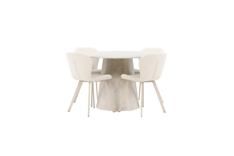 Matgrupp Lanzo Runt 120 cm med 4st Lilja Stolar Beige - Beige - Möbler - Bord & matgrupper - Matgrupper