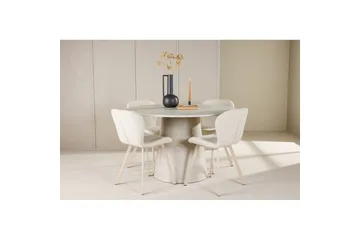 Matgrupp Lanzo Runt 120 cm med 4st Lilja Stolar Beige - Beige - Möbler - Bord & matgrupper - Matgrupper