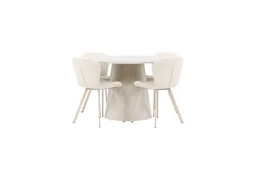 Matgrupp Lanzo Runt 120 cm med 4st Lilja Stolar Beige - Beige - Möbler - Bord & matgrupper - Matgrupper
