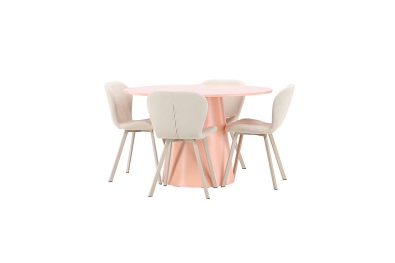 Matgrupp Lanzo Runt 120 cm med 4st Lilja Stolar Rosa - Rosa - Möbler - Bord & matgrupper - Matgrupper