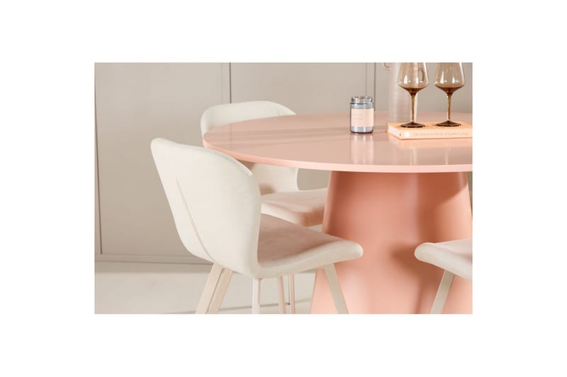 Matgrupp Lanzo Runt 120 cm med 4st Lilja Stolar Rosa - Rosa - Möbler - Bord & matgrupper - Matgrupper