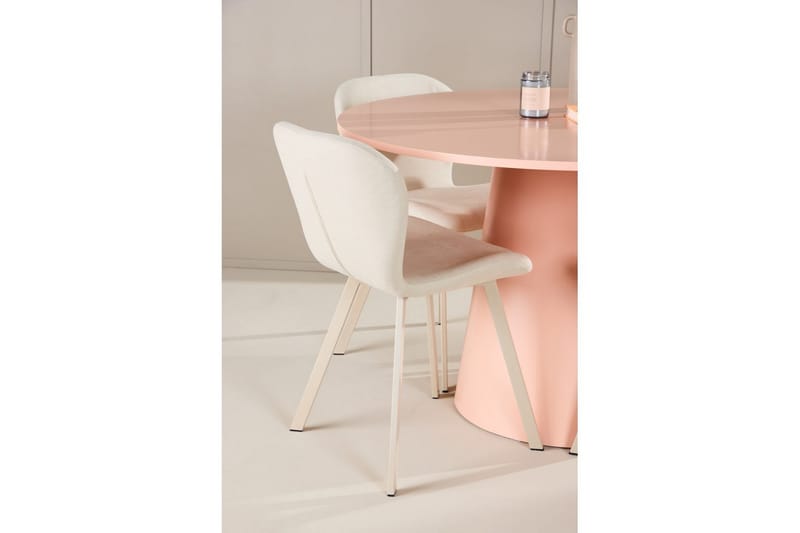 Matgrupp Lanzo Runt 120 cm med 4st Lilja Stolar Rosa - Rosa - Möbler - Bord & matgrupper - Matgrupper