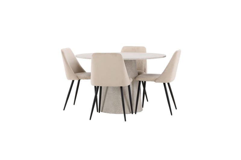 Matgrupp Lanzo Runt 120 cm med 4st Night Stolar Beige - Beige - Möbler - Bord & matgrupper - Matgrupper