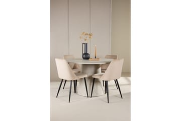 Matgrupp Lanzo Runt 120 cm med 4st Night Stolar Beige - Beige - Möbler - Bord & matgrupper - Matgrupper