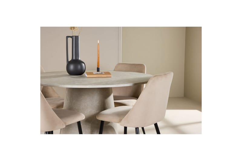 Matgrupp Lanzo Runt 120 cm med 4st Night Stolar Beige - Beige - Möbler - Bord & matgrupper - Matgrupper