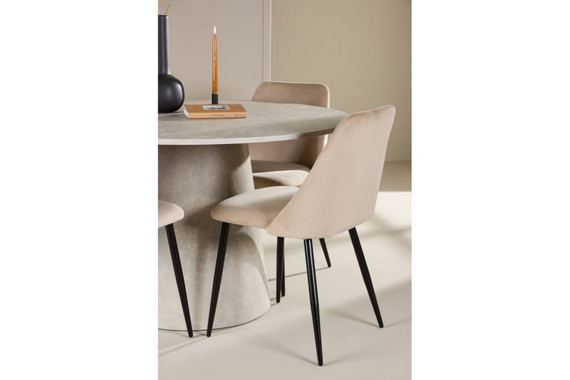 Matgrupp Lanzo Runt 120 cm med 4st Night Stolar Beige - Beige - Möbler - Bord & matgrupper - Matgrupper