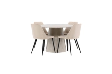Matgrupp Lanzo Runt 120 cm med 4st Night Stolar Beige - Beige - Möbler - Bord & matgrupper - Matgrupper
