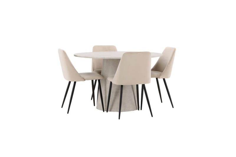 Matgrupp Lanzo Runt 120 cm med 4st Night Stolar Beige - Beige - Möbler - Bord & matgrupper - Matgrupper