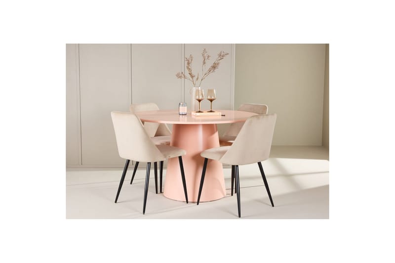 Matgrupp Lanzo Runt 120 cm med 4st Night Stolar Rosa - Rosa - Möbler - Bord & matgrupper - Matgrupper