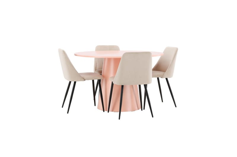 Matgrupp Lanzo Runt 120 cm med 4st Night Stolar Rosa - Rosa - Möbler - Bord & matgrupper - Matgrupper