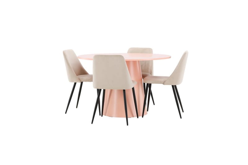 Matgrupp Lanzo Runt 120 cm med 4st Night Stolar Rosa - Rosa - Möbler - Bord & matgrupper - Matgrupper