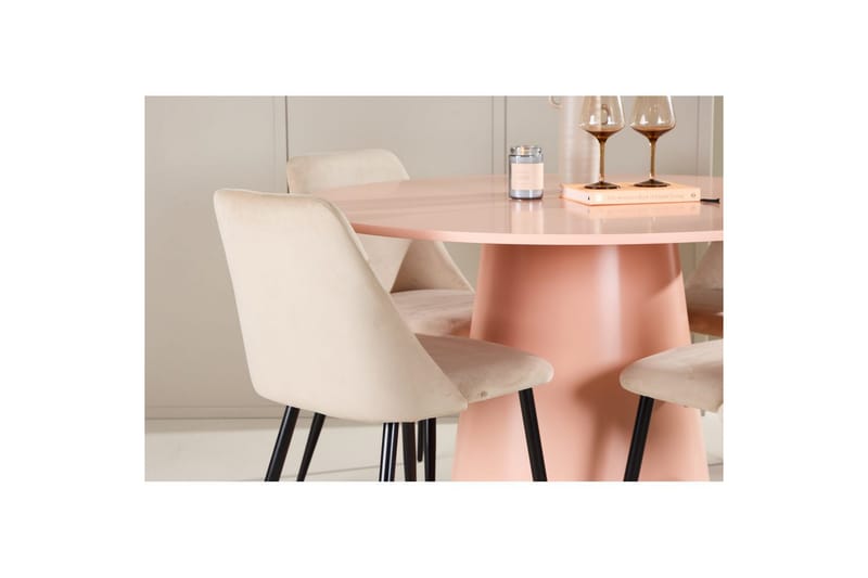 Matgrupp Lanzo Runt 120 cm med 4st Night Stolar Rosa - Rosa - Möbler - Bord & matgrupper - Matgrupper