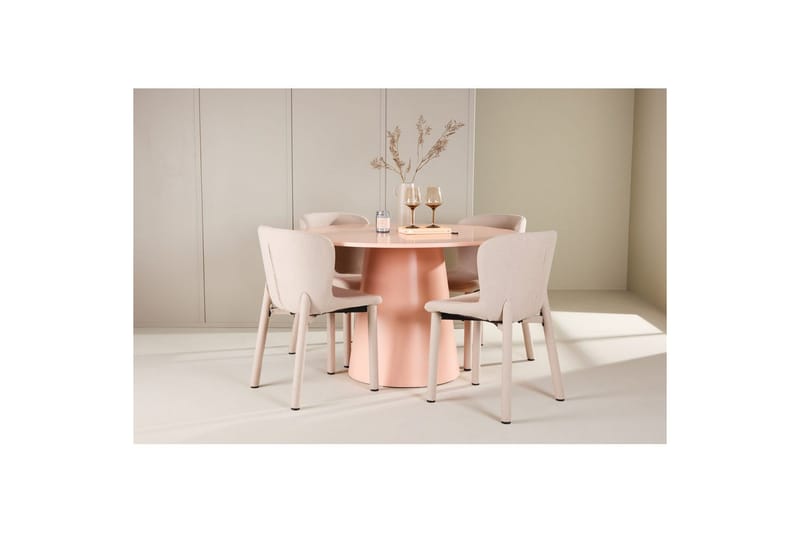 Matgrupp Lanzo Runt 120 cm Rosa med 4st Astoria Stolar Beige - Beige - Möbler - Bord & matgrupper - Matgrupper