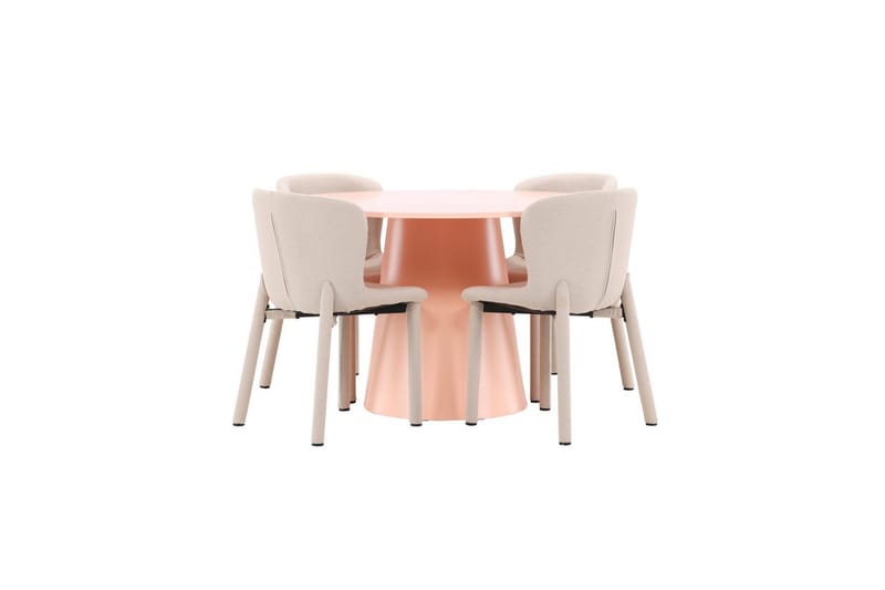 Matgrupp Lanzo Runt 120 cm Rosa med 4st Astoria Stolar Beige - Beige - Möbler - Bord & matgrupper - Matgrupper