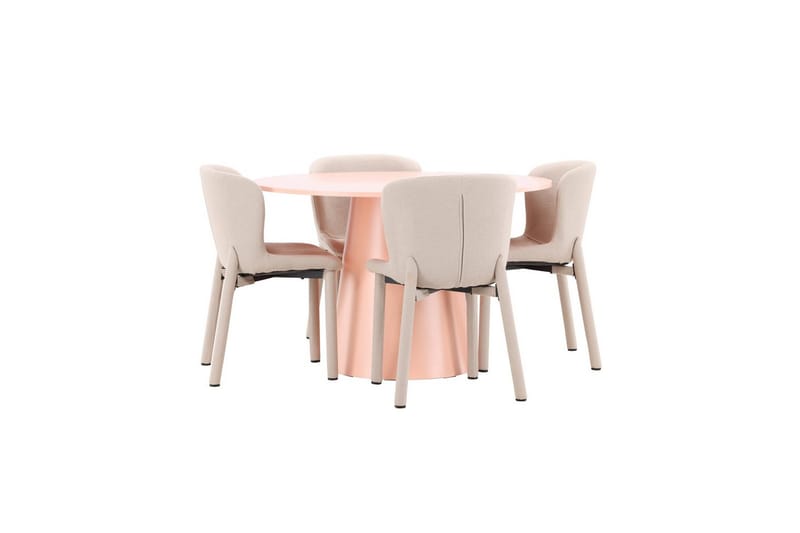 Matgrupp Lanzo Runt 120 cm Rosa med 4st Astoria Stolar Beige - Beige - Möbler - Bord & matgrupper - Matgrupper