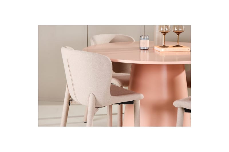 Matgrupp Lanzo Runt 120 cm Rosa med 4st Astoria Stolar Beige - Beige - Möbler - Bord & matgrupper - Matgrupper