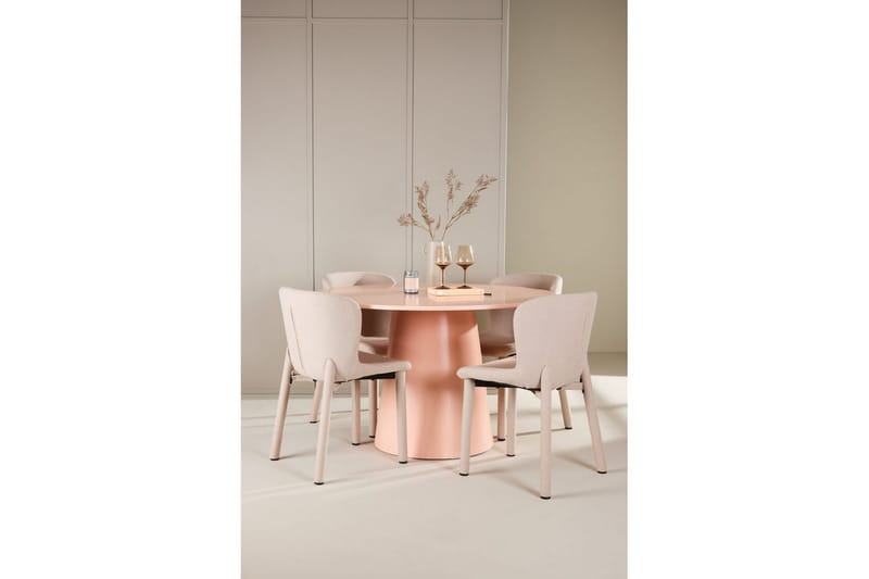 Matgrupp Lanzo Runt 120 cm Rosa med 4st Astoria Stolar Beige - Beige - Möbler - Bord & matgrupper - Matgrupper