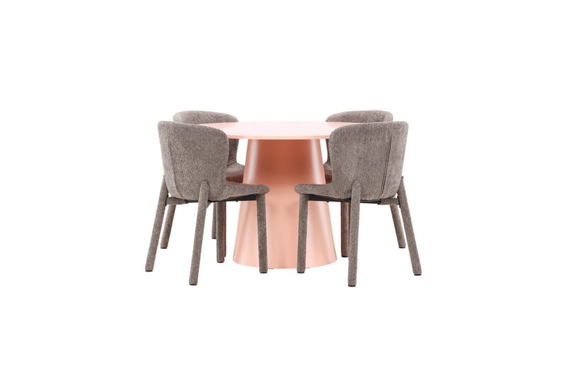 Matgrupp Lanzo Runt 120 cm Rosa med 4st Astoria Stolar Brun - Brun - Möbler - Bord & matgrupper - Matgrupper