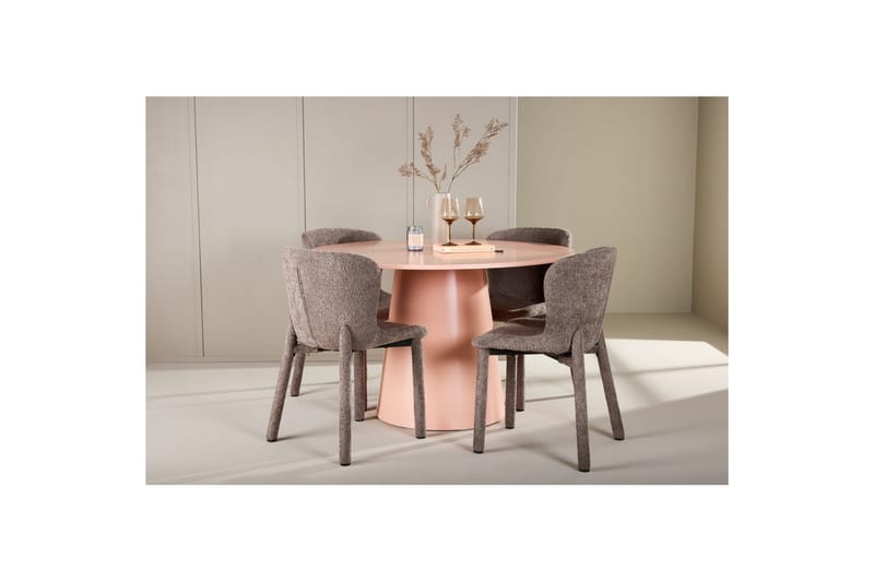 Matgrupp Lanzo Runt 120 cm Rosa med 4st Astoria Stolar Brun - Brun - Möbler - Bord & matgrupper - Matgrupper