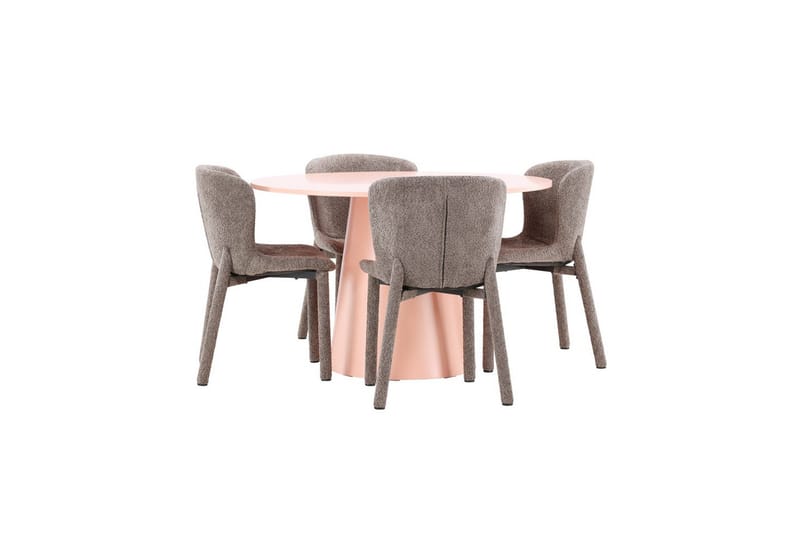Matgrupp Lanzo Runt 120 cm Rosa med 4st Astoria Stolar Brun - Brun - Möbler - Bord & matgrupper - Matgrupper