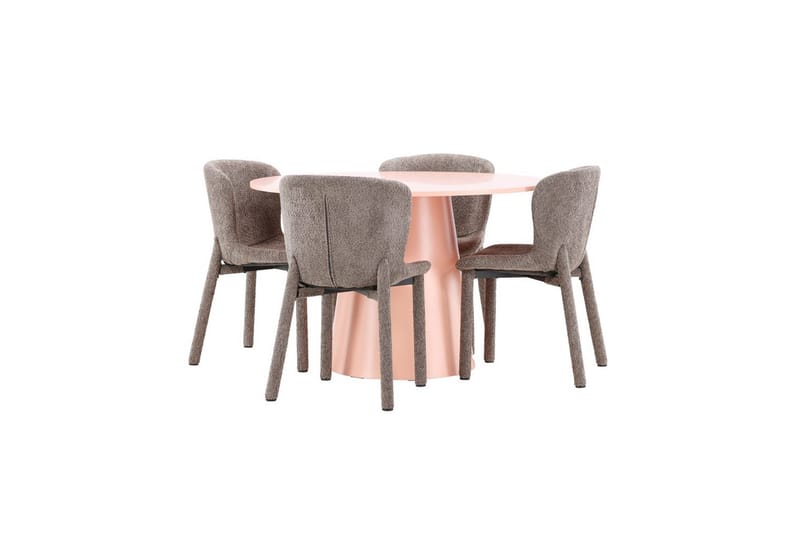 Matgrupp Lanzo Runt 120 cm Rosa med 4st Astoria Stolar Brun - Brun - Möbler - Bord & matgrupper - Matgrupper