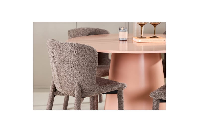 Matgrupp Lanzo Runt 120 cm Rosa med 4st Astoria Stolar Brun - Brun - Möbler - Bord & matgrupper - Matgrupper