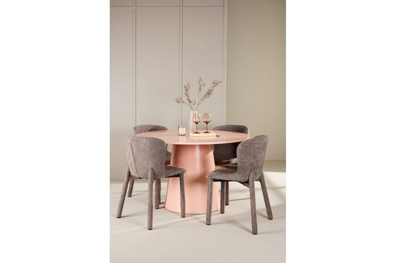 Matgrupp Lanzo Runt 120 cm Rosa med 4st Astoria Stolar Brun - Brun - Möbler - Bord & matgrupper - Matgrupper